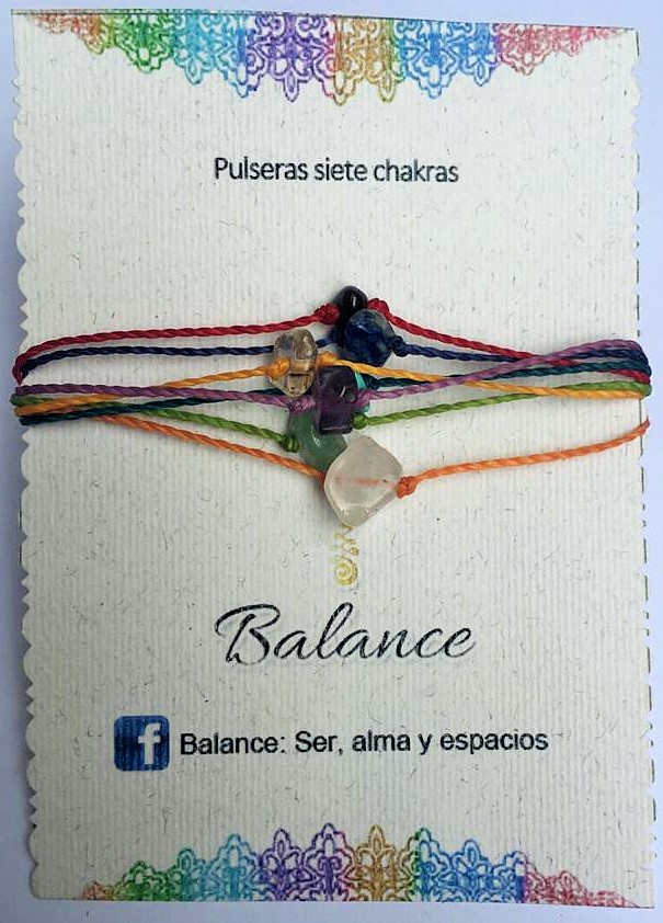 Pulsera ajustable, 7 hilos, 7 chakras, unidos en los extremos, hilo del color de cada chakra